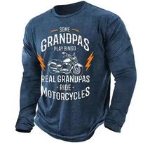 Vintažiniai vyriški marškinėliai Motociklo modelio marškinėliai ilgomis rankovėmis 3D spausdinti drabužiai Grafika Gatvė negabaritinė rudens vyriški drabužiai 6XL gray