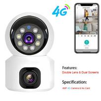 2025 SIM kortelė 4G kamera patalpų dvigubo objektyvo mini IP kamera 2K 4MP WIFI belaidė saugos naktinio matymo kamera vaizdo stebėjimo V380 Pro 4G Cam