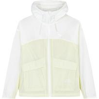 Anta X National Geographic Outdoor Series Color Block Zip-Up Hooded Lightweight Loose Jacket Women jackets Paper-White Champagne-Green 162436606-3 XL white
