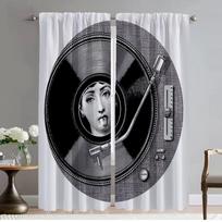 Šešėliai Fornasetti užtemdančios užuolaidos 2 dalys Namų interjero užuolaidos kamerai Svetainės užuolaidos Helovino dekoravimas virtuvė W50xH70cmx2pcs-CL gray