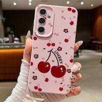 Vyšnių vaisių dėklas Samsung Galaxy A56 A55 A54 5G A53 A52 A14 A34 A15 A25 A35 A16 A26 A36 S21 FE S22 S23 S24 S25 Ultra telefonams Dangtelis For Samsung Galaxy S22