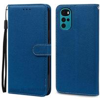 Dėklas Motorola G22, Piniginės tipo atverčiamas odinis dėklas Moto G22, Minkštas silikoninis knygos tipo piniginės dėklas Motorola G22, Fundas For Motorola G22 tamsiai mėlyna spalva