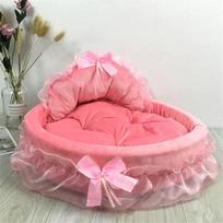 3D Pasakų Nėriniai Lanko Formos Gyvūno Lova Šunims Romantiška Nuimama Ovali Princesės Gyvūno Lova Šuo Minkštas Sofos Lizdas Gyvūno Vestuvių Baldai 1vnt S pink