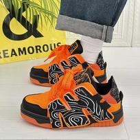 New China-Chic Small Couple Skateboarding Shoes Versatile Double Shoes Ropes Male and Female Leisure Student Fashion Sneakers 44 orange