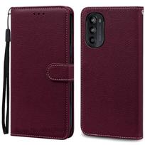 G52 Dėklas Motorola G52 Dėklas Piniginė Atverčiamas Odinis Viršelis Motorola Moto G52 Dėklas Telefono Knygelės Viršelis Fundas Coque For Motorola G52 4G vyno raudonos spalvos