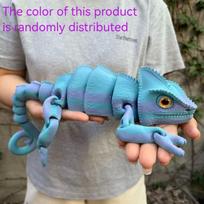 3D spausdinta daugiaspalvė chameleono statulėlė su judančiais sąnariais