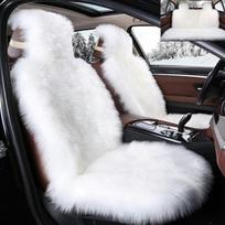 Sėdynių užvalkalai, Elegantiško dizaino viso dydžio automobilio sėdynės pagalvėlė, Minkštas ilgos vilnos šiltas sėdynės pagalvėlės užvalkalas, Žiemos apsauga - Universaliai tinka automobiliams, Vairuotojo sėdynei, Ofisui Front row-1PC balta