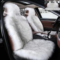 Sėdynių užvalkalai, Elegantiško dizaino viso dydžio automobilio sėdynės pagalvėlė, Minkštas ilgos vilnos šiltas sėdynės pagalvėlės užvalkalas, Žiemos apsauga - Universaliai tinka automobiliams, Vairuotojo sėdynei, Ofisui Front row-1PC dramblio kaulas