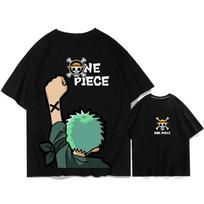 Anime One Piece Zoro Vaikų 100% Medvilnės T-shirt Trumpomis Rankovėmis Madingas Paauglių Trumpomis Rankovėmis Vasaros Gatvės Laisvalaikio Vaikų Viršus 130 black