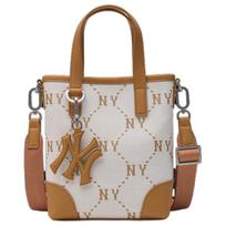 MLB Artificial Leather Shoulder Bag, Crossbody Bag, Handbag, Clutch, Student Backpack Unisex Cream Casual white