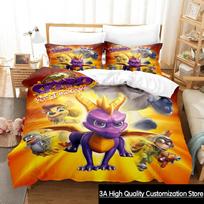 New Spyro reignited trilogy Bedding Set Single Twin Full Queen King Size Bed Set Adult Boys Bedroom Duvetcover Sets Anime Gme AU Single(140*210cm)3pcs yellow