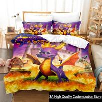 New Spyro reignited trilogy Bedding Set Single Twin Full Queen King Size Bed Set Adult Boys Bedroom Duvetcover Sets Anime Gme AU Single(140*210cm)3pcs