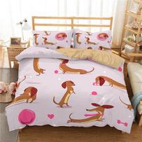 Animacinis takso šuo antklodės užvalkalas Mieli gyvūnai antklodės užvalkalas Karališko dydžio minkštas mikropluošto Kawaii šuniuko patalynės komplektas su pagalvių užvalkalais EU Single(135*200cm)3pcs beige