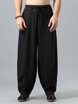 Laisvos kelnės vyrams Laisvalaikio Plačios kojos Oversize Sportinės kelnės su raišteliu Vintage Sportinės kelnės vyrams 3XL juoda