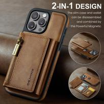 Leather Phone Case for iPhone 16 pro Max 16E 17 Air 15 plus 14 13 12 11 2 in 1 Magnetic RFID Blocking Zipper Card Holder Wallet iPhone 13 Pro