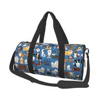 Cute Doodle Dog Print Travel Duffel Bag Waterproof Foldable Weekender Overnight Tote Bags for Travel Sports Gym Yoga Swimming gray