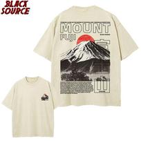T Mount Fuji T marškinėliai Japoniški gatvės drabužiai Vintažinis japoniškas plakatas T marškinėlis Minimalistinis Fuji grafika Unisex medvilniniai T marškinėliai YK Japonija M beige