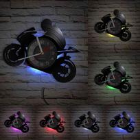 Vintažinis motociklo greičio lenktynininko sieninis laikrodis Motociklininko Motokroso Vinilinės plokštelės sieninis laikrodis Motociklininko dovanos Dekoratyvinis sieninis laikrodis