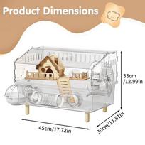Hamster Cage 2-Layer Clear Acrylic Pet Habitats Hamster Enclosure for Indoor Outdoor Home Yard Breeding Observation Pet Shop gryna