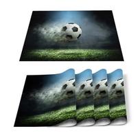1Pcs Placemat Soccer Balls Football Field Printed Table Mat For Tables Heat-insulation Cotton Linen Kitchen Dining Pads (as the picture,1pcs 30x40cm)