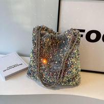 Fashionable High Quality Large Tote Bag For Women With Eye-catching Sequin Accents Colorful gray