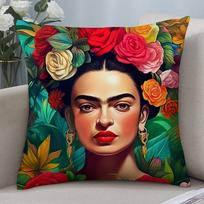 F-Frida K-Kahlo Meno Pagalvės Užvalkalas Trumpas Pliušas Dvipusis Spaudinys Kvadratiniai Mesti Pagalvei Užvalkalai Sofos Namų Pagalvės Dekoracija Peach skin 18*18(CM)-1Pcs red