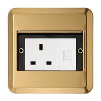 Recessed Stainless Steel Flip-Top Floor Box with CAT6 Network Socket