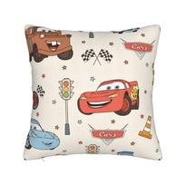 Pagalvės užvalkalas Automobiliukai L-Žaibas M-Makvynas Raštas Kawaii Pagalvės užvalkalas Sofai, Foteliui, Lovai, Svetainei Pagalvės užvalkalai Linen 50*50(CM)-1Pcs