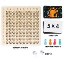 99 Daugybos stalo žaidimas Medinis Montessori Vaikų mokymasis Edukaciniai žaislai Matematika Skaičiavimas Šimto lenta Interaktyvus mąstymas beige