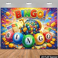2D plokštuma 1 vnt. Bingo žaidimo tematikos fono audinys, tinkamas patalpų ir lauko Bingo žaidimo veiklai 59x51.1inch/150*130cm
