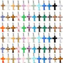 Natūralaus akmens kryžiaus pakabuko karoliai, 18x25mm Krištolinis agatas, PASIDARYK pats papuošalų aksesuarai Cross pendant 18*25mm 3.5g gray