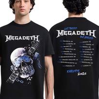 Megadeth Europos 2026 m. turas Grafinis Merch Marškinėliai Vasara 100% medvilnė Unisex Unisexs Unisexs Marškinėliai Y2k Gerbėjams Laisvalaikio Marškinėliai Streetwear M gray