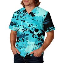Men's -Printed Scrub Top, V-Neck with Pockets Comfort Fit Uniform for -Daily Work XL blue