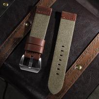 Handmade Nylon Leather Strap 20mm 22mm 24mm for Panerai for Omega Watchband Blue ArmyGreen Military Wristband Men Women Bracelet 24mm žalia
