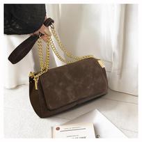 Fashion Large Capacity Chain Shoulder Bag for Women Retro Style Textured Crossbody Bag Simple Design gray