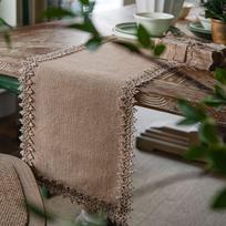 Stalo bėgikai Sodybos Rustic Natūralus Džiutas Nėriniai Vintažiniai Country Vestuvės Gimtadienis Padėkos Diena Kalėdos Šventės Stalo Dekoracija 30x120cm gray