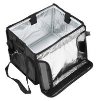Insulated Bag with Bottom Plate Inner Frame Shoulder Strap Hook and Loop Fastener Reflective Strip Oxford Cloth Reusable for Food Delivery 32L