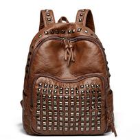 2025 New Super Cool Rivets Soft PU Fashion Backpacks Solid Zipper Large Capacity High Quality Designer Style Backpacks for Women
