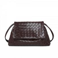 2026 Large Capacity Woven Crossbody Bag Women Stylish Envelope Shoulder Soft PU Leather Office Daily Use 32x8x20 cm gray