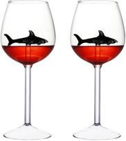 2Pcs 300ml Transparent Shark Wine Glasses Unique Design Goblet Cocktail Glass Cup Gifts for Wedding Anniversary Birthday Bar