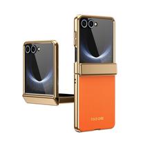 Samsung Galaxy Z Flip 8 silikono pojūčio grūdintas stiklas ekrano apsauga su objektyvo laikikliu smūgiams atsparus telefono dėklas Galaxy Z Flip 8 oranžinė