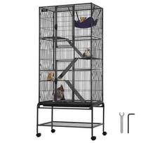 VEVOR 69  Rolling Metal Ferret Cage, Large 4-Tier Critter Nation Cage, Small Animal Cage with Ramps & Tray, Easy to Set up for Pet Rats 75.5 x 45.5 x 175.5 cm