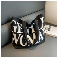Women's Large Capacity Canvas Tote Bag - Spring Style Shoulder Bag for Casual or Work Commute black