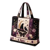 Halloween Digital Print Quilted Bag, Large Capacity Handbag for and Casual Use One Size black