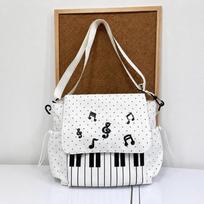 Waterproof Piano Keyboard Print Messenger Bag Polka Dot Print Nylon Crossbody Bag  Hiking balta