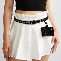 Vintage Waist Bag For Women With Key Phone Dual Use Leather Belt Accessory white