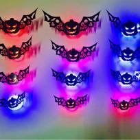 Helovino LED silueto sienos lipdukai 3D tuščiaviduris dizainas su LED apšvietimo efektais Vaikų pasilinksminimui ir saldainių rinkimui Pumpkin (12PCS)