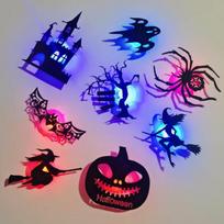 Helovino LED silueto sienos lipdukai 3D tuščiaviduris dizainas su LED apšvietimo efektais Vaikų pasilinksminimui ir saldainių rinkimui Halloween theme (16PCS)