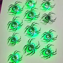 Helovino LED silueto sienos lipdukai 3D tuščiaviduris dizainas su LED apšvietimo efektais Vaikų pasilinksminimui ir saldainių rinkimui Spider (12PCS)