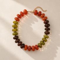 Original Bohemian Colorful Acrylic Beaded Necklace Retro Contrast Color Autumn Winter Jewelry For Women A3